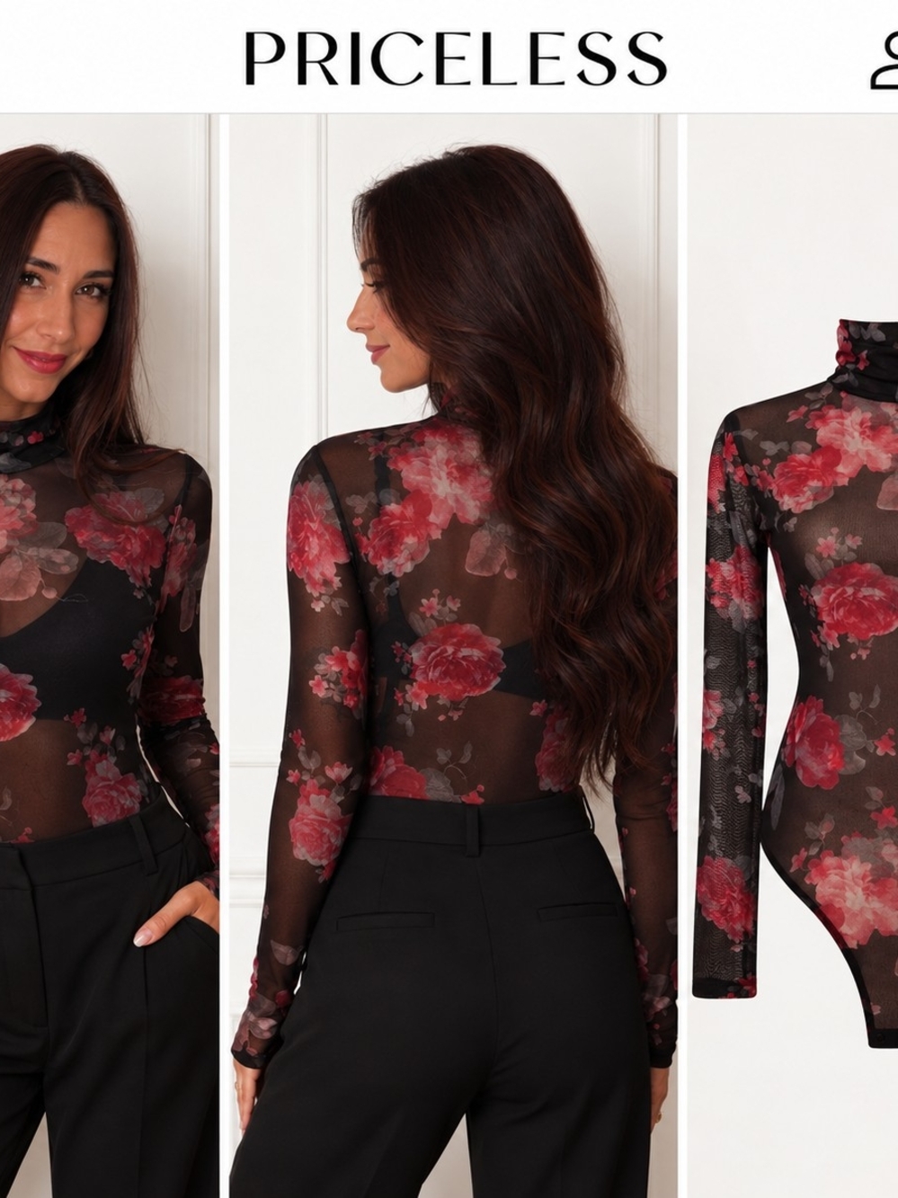 Black Floral Mesh Bodysuit